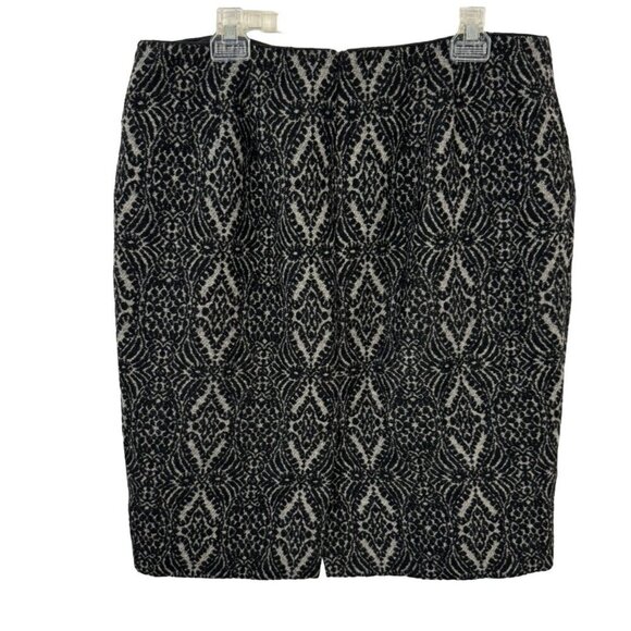 Talbots Wool Blend Career Pencil Skirt Black Gray Jacquard Lined Size 16 GUC - Picture 2 of 9